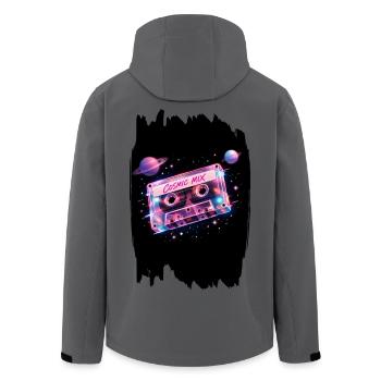 Cosmic Mix Tape Retro 80er Weltraumkassette - Recycelte Männer Softshell-Jacke von Stanley/Stella - Anthrazit - Hinten - AI Model Male 185 light (185cm)