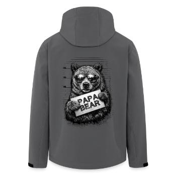 Photo d’identité d’identité de Papa Ours – Cadeau rétro pour la fête des pères - Veste softshell homme en polyester recyclé Stanley/Stella - charbon - Dos - AI Model Male 185 light (185cm)