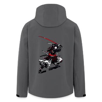 Samurai Red Katana – Japanische Tuschekunst Sumi-e - Recycelte Männer Softshell-Jacke von Stanley/Stella - Anthrazit - Hinten - AI Model Male 185 light (185cm)