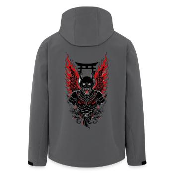 Geflügelter Oni-Dämon – Japanische Torii Rote Flammen – - Recycelte Männer Softshell-Jacke von Stanley/Stella - Anthrazit - Hinten - AI Model Male 185 light (185cm)