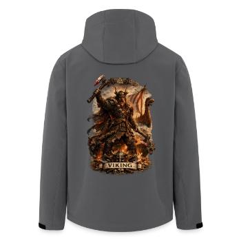 Ferocious Viking Warrior in Firelit Banner - Men’s Recycled Softshell Jacket by Stanley/Stella - anthracite - Back - AI Model Male 185 light (185cm)