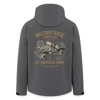 American Army Jeep Militär Legende Geländewagen - Recycelte Männer Softshell-Jacke von Stanley/Stella - Anthrazit - Hinten - AI Model Male 185 light (185cm)
