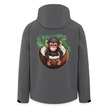Affe badet in Kokosnuss - Lustiges Sommerdesign - Recycelte Männer Softshell-Jacke von Stanley/Stella - Anthrazit - Hinten - AI Model Male 185 light (185cm)