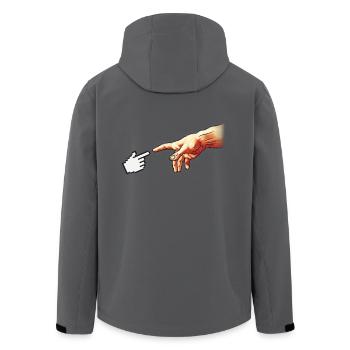 Funny 8bit Nerd & Geek Humor (Creation of Adam) - Recycelte Männer Softshell-Jacke von Stanley/Stella - Anthrazit - Hinten - AI Model Male 185 light (185cm)
