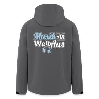 Musik an - Welt aus! - Recycelte Männer Softshell-Jacke von Stanley/Stella - Anthrazit - Hinten - AI Model Male 185 light (185cm)