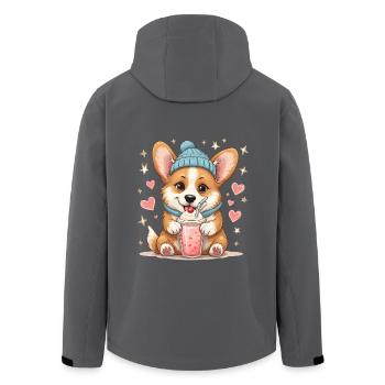 Corgi Hund Milchshake Verliebt Hundeliebe Beanie - Recycelte Männer Softshell-Jacke von Stanley/Stella - Anthrazit - Hinten - AI Model Male 185 light (185cm)