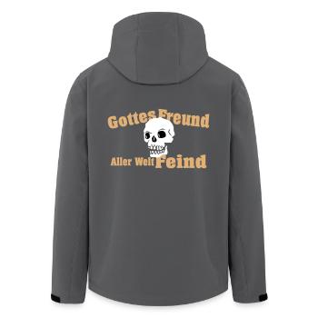 Gottes Freund - Aller Welt Feind - Recycelte Männer Softshell-Jacke von Stanley/Stella - Anthrazit - Hinten - AI Model Male 185 light (185cm)