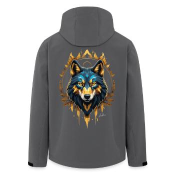 Geometrischer Goldwolf - Recycelte Männer Softshell-Jacke von Stanley/Stella - Anthrazit - Hinten - AI Model Male 185 light (185cm)