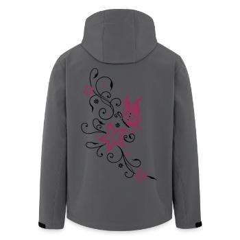 Flowers with filigree floral ornament, butterfly - Men’s Recycled Softshell Jacket by Stanley/Stella - anthracite - Back - AI Model Male 185 light (185cm)