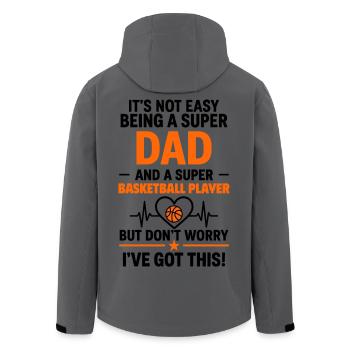 Heart + Basketball – Super Dad Basketball Player - Men’s Recycled Softshell Jacket by Stanley/Stella - anthracite - Back - AI Model Male 185 light (185cm)