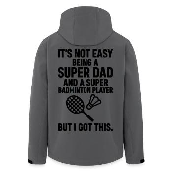Badminton – Super Papa Badmintonspieler - Recycelte Männer Softshell-Jacke von Stanley/Stella - Anthrazit - Hinten - AI Model Male 185 light (185cm)