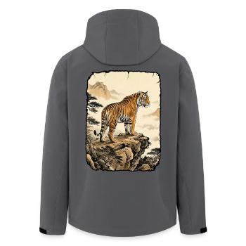 Tiger Asian Forest - Men’s Recycled Softshell Jacket by Stanley/Stella - anthracite - Back - AI Model Male 185 light (185cm)