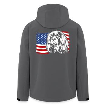 Cavalier King Charles Spaniel US Amerika Fahne - Recycelte Männer Softshell-Jacke von Stanley/Stella - Anthrazit - Hinten - AI Model Male 185 light (185cm)