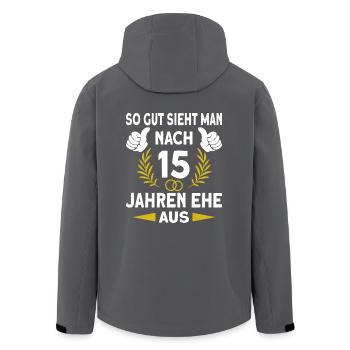 Kristallhochzeit 15 Hochzeitstag Ehemann Ehefrau - Recycelte Männer Softshell-Jacke von Stanley/Stella - Anthrazit - Hinten - AI Model Male 185 light (185cm)
