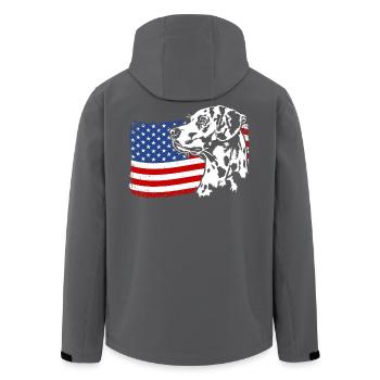 Dalmatiner US Amerika Fahne Hunde Wilsigns - Recycelte Männer Softshell-Jacke von Stanley/Stella - Anthrazit - Hinten - AI Model Male 185 light (185cm)