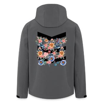 Bunte Blumen mit schwarzen Linien - Recycelte Männer Softshell-Jacke von Stanley/Stella - Anthrazit - Hinten - AI Model Male 185 light (185cm)