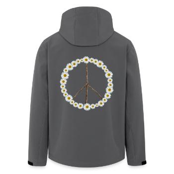 Peace-Zeichen aus Blumen - Recycelte Männer Softshell-Jacke von Stanley/Stella - Anthrazit - Hinten - AI Model Male 185 light (185cm)
