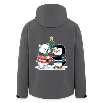 Eisbär Pinguin Weihnachten Nordpol Südpol Besuch - Recycelte Männer Softshell-Jacke von Stanley/Stella - Anthrazit - Hinten - AI Model Male 185 light (185cm)