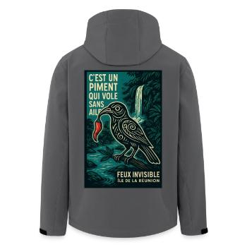 Piment volant Réunion Vintage - Veste softshell homme en polyester recyclé Stanley/Stella - charbon - Dos - AI Model Male 185 light (185cm)