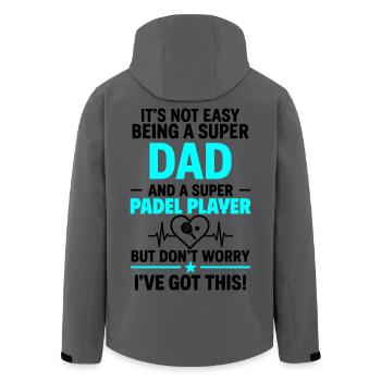 Cœur + Padel – Super Dad Padel Player - Veste softshell homme en polyester recyclé Stanley/Stella - charbon - Dos - AI Model Male 185 light (185cm)