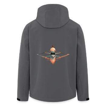 Serene Man Rudert Solo - Recycelte Männer Softshell-Jacke von Stanley/Stella - Anthrazit - Hinten - AI Model Male 185 light (185cm)