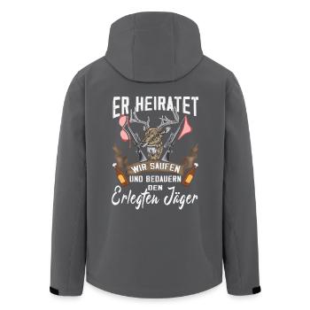 Jäger Bräutigam Jagd Junggesellenabschied JGA - Recycelte Männer Softshell-Jacke von Stanley/Stella - Anthrazit - Hinten - AI Model Male 185 light (185cm)