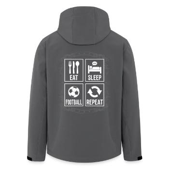 EAT SLEEP FOOTBALL REPEAT - Recycelte Männer Softshell-Jacke von Stanley/Stella - Anthrazit - Hinten - AI Model Male 185 light (185cm)