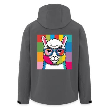 Alpaka Lama bunt und cool mit Brille - Recycelte Männer Softshell-Jacke von Stanley/Stella - Anthrazit - Hinten - AI Model Male 185 light (185cm)