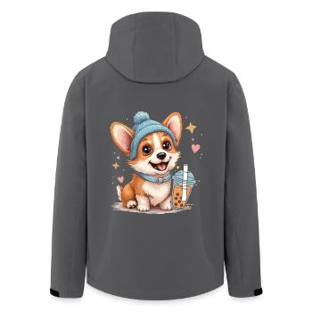 Bubble Tea Corgi Kawaii Pastell Beanie Niedlich - Recycelte Männer Softshell-Jacke von Stanley/Stella - Anthrazit - Hinten - AI Model Male 185 light (185cm)
