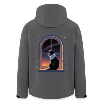 Boston Terrier Star Schaut Aus Aus Dem Fenster - Recycelte Männer Softshell-Jacke von Stanley/Stella - Anthrazit - Hinten - AI Model Male 185 light (185cm)