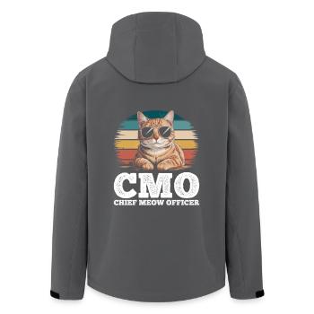 Lustige getigerte Katze Chief Meow Officer - Recycelte Männer Softshell-Jacke von Stanley/Stella - Anthrazit - Hinten - AI Model Male 185 light (185cm)