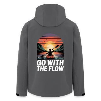 Solo Männlicher Kajakfahrer Bei Sonnenuntergang - Recycelte Männer Softshell-Jacke von Stanley/Stella - Anthrazit - Hinten - AI Model Male 185 light (185cm)