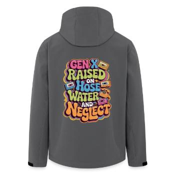 Gen X Aufgewachsen mit Schlauchwasser - Recycelte Männer Softshell-Jacke von Stanley/Stella - Anthrazit - Hinten - AI Model Male 185 light (185cm)