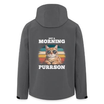 Lustige getigerte Katze Kein Morgenschnurren - Recycelte Männer Softshell-Jacke von Stanley/Stella - Anthrazit - Hinten - AI Model Male 185 light (185cm)