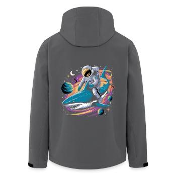 Kosmischer Hai und Raumfahrer - Recycelte Männer Softshell-Jacke von Stanley/Stella - Anthrazit - Hinten - AI Model Male 185 light (185cm)