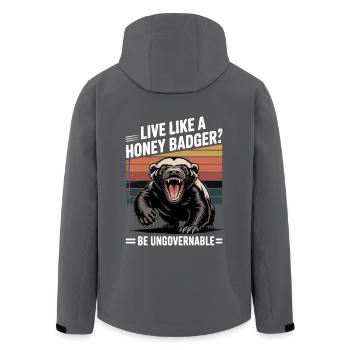 Lebe wie ein Honigdachs - Recycelte Männer Softshell-Jacke von Stanley/Stella - Anthrazit - Hinten - AI Model Male 185 light (185cm)