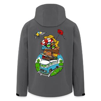 all around the world II - Men’s Recycled Softshell Jacket by Stanley/Stella - anthracite - Back - AI Model Male 185 light (185cm)