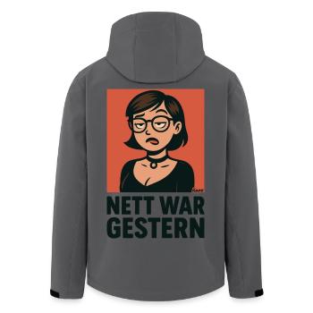 Nett War Gestern  - Recycelte Männer Softshell-Jacke von Stanley/Stella - Anthrazit - Hinten - AI Model Male 185 light (185cm)