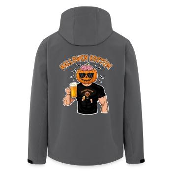Halloween Kürbiskopf Bierheld - Recycelte Männer Softshell-Jacke von Stanley/Stella - Anthrazit - Hinten - AI Model Male 185 light (185cm)