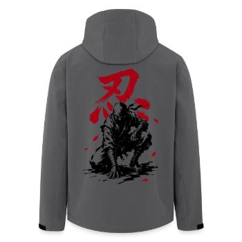 Shinobi Ninja with Japanese Kanji - Men’s Recycled Softshell Jacket by Stanley/Stella - anthracite - Back - AI Model Male 185 light (185cm)