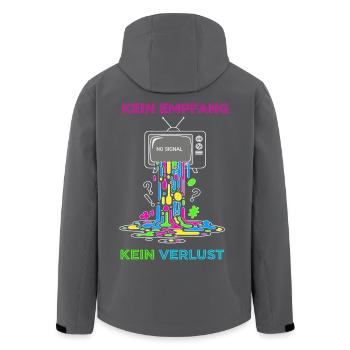 Deutsches TV - Kein Empfang, Kein Verlust - Recycelte Männer Softshell-Jacke von Stanley/Stella - Anthrazit - Hinten - AI Model Male 185 light (185cm)