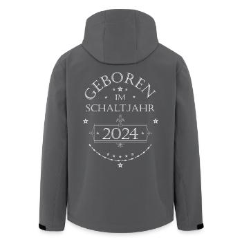 Geboren im Schaltjahr 2024 weiß - Recycelte Männer Softshell-Jacke von Stanley/Stella - Anthrazit - Hinten - AI Model Male 185 light (185cm)