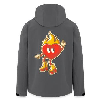 Retro Flaming Heart mit groovigen Stiefeln - Recycelte Männer Softshell-Jacke von Stanley/Stella - Anthrazit - Hinten - AI Model Male 185 light (185cm)