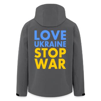 Love ukraine stop war - Recycelte Männer Softshell-Jacke von Stanley/Stella - Anthrazit - Hinten - AI Model Male 185 light (185cm)