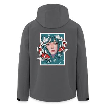 Anime Koi - Recycelte Männer Softshell-Jacke von Stanley/Stella - Anthrazit - Hinten - AI Model Male 185 light (185cm)