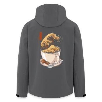 Kanagawa - Japanischer Cappuccino-Kaffee - Humor - Recycelte Männer Softshell-Jacke von Stanley/Stella - Anthrazit - Hinten - AI Model Male 185 light (185cm)