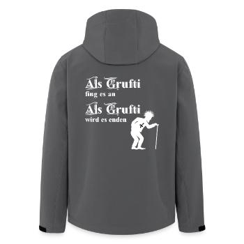 Als Grufti fing es an - Als Grufti wird es enden - Recycelte Männer Softshell-Jacke von Stanley/Stella - Anthrazit - Hinten - AI Model Male 185 light (185cm)