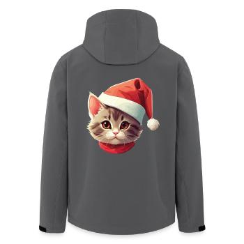 Katzengesicht Weihnachtsmann Nikolaus Katze Xmas - Recycelte Männer Softshell-Jacke von Stanley/Stella - Anthrazit - Hinten - AI Model Male 185 light (185cm)