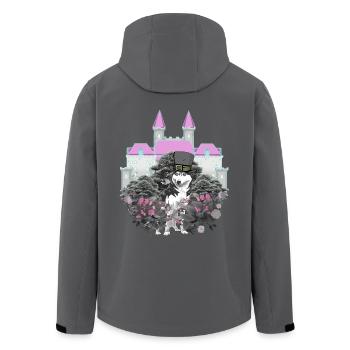 Fantasy Hunde Hund Schloss Burg Vintage Märchen - Recycelte Männer Softshell-Jacke von Stanley/Stella - Anthrazit - Hinten - AI Model Male 185 light (185cm)