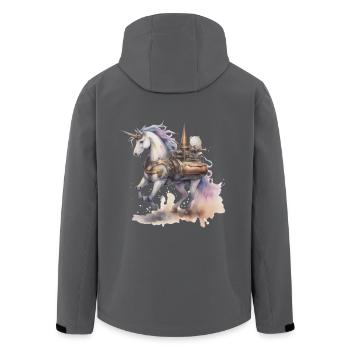 EinhornTechnik Maschine Einhörner Pferd - Recycelte Männer Softshell-Jacke von Stanley/Stella - Anthrazit - Hinten - AI Model Male 185 light (185cm)